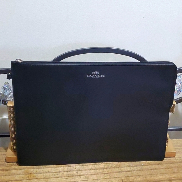 COACH F6520 BLACK SAFFIANO LEATHER METRO TECH ELECTRONIC POUCH  - Picture 1 of 8